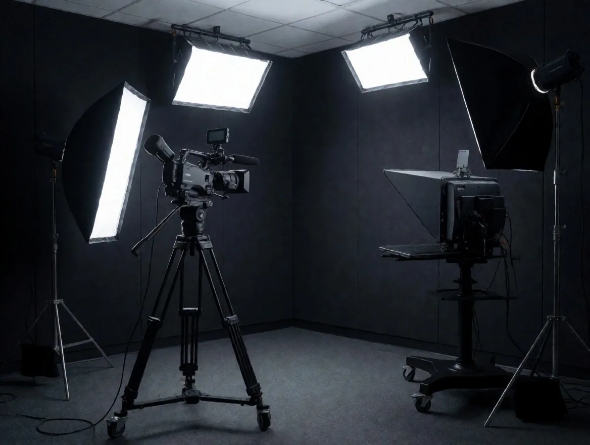 Teleprompter profesional di studio penyiaran ASME Lab